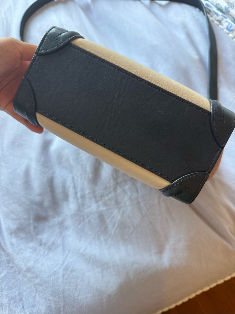 Celine Tri-Tone Nano Luggage Tote in Cream, Black & Brown - Picture 6 of 8